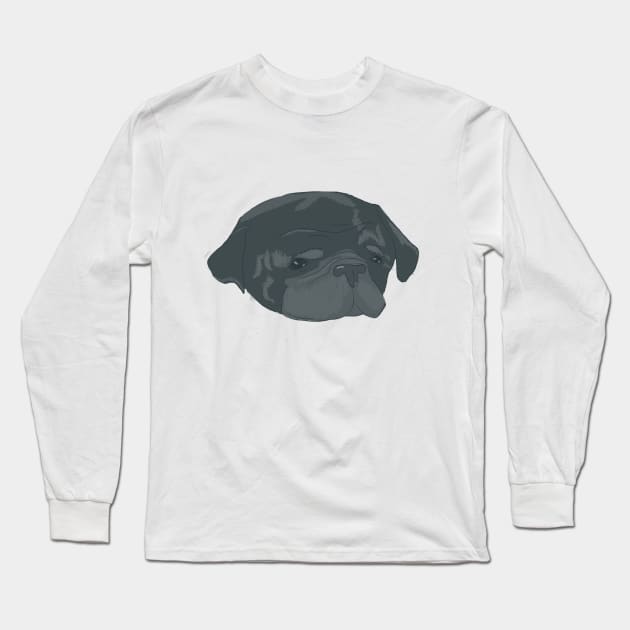 Edgar - Pewdiepie Dog - Senior Pug Artwork Long Sleeve T-Shirt by sheehanstudios